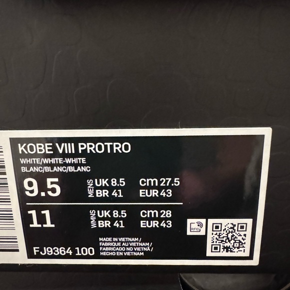 NIKE KOBE VIII PROTRO men’s size 9.5 original box & receipt Brand new never worn - Picture 11 of 12